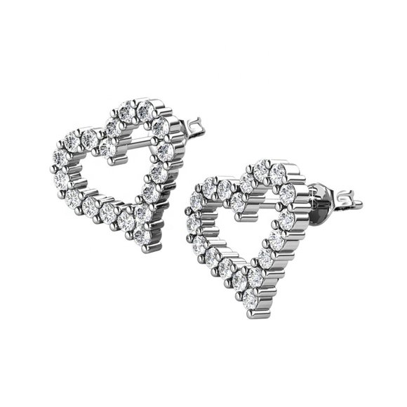 Love Heart Silver Australian Crystal Stud Earrings Valentine's‎ Day Jewelry - Picture 6 of 10